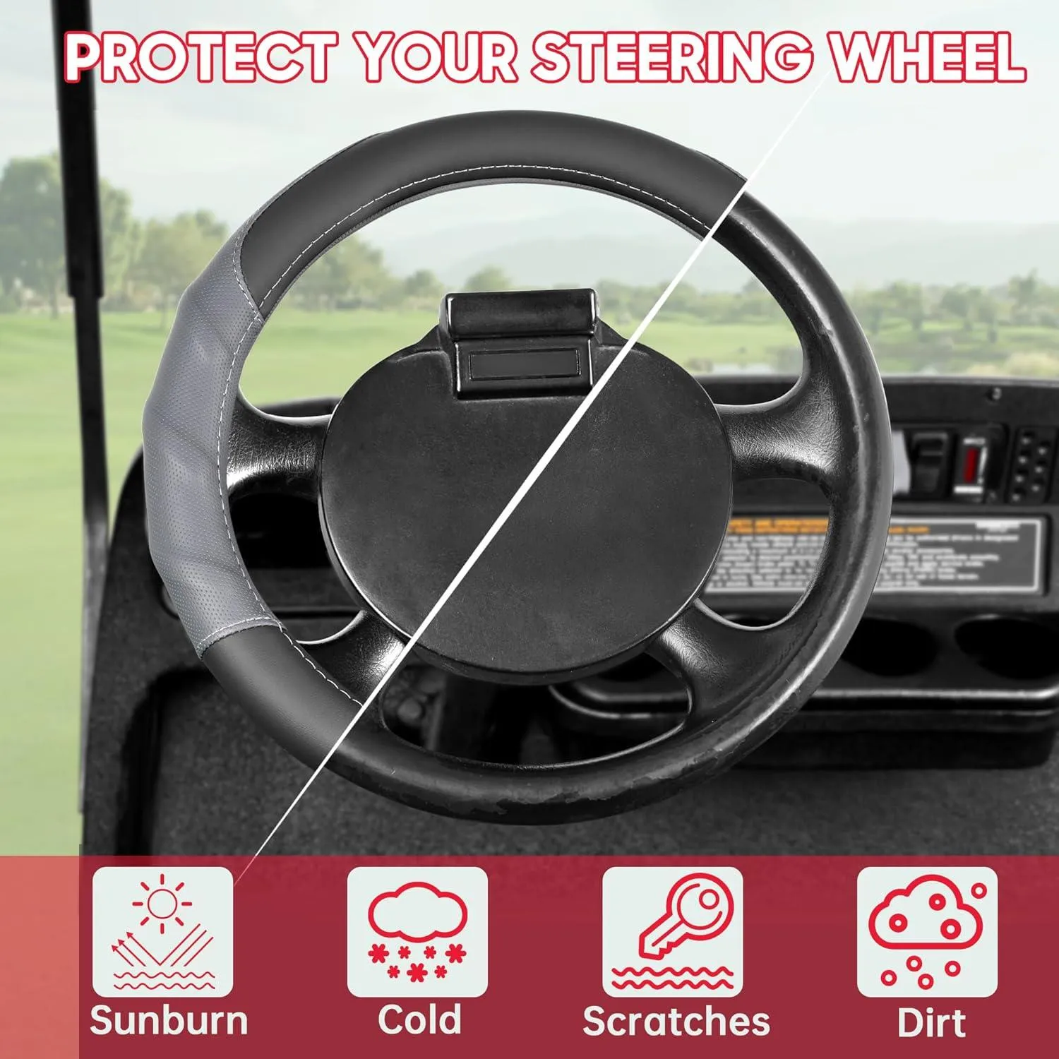 13 Inch Golf Cart Steering Wheel Cover for EZGO TXT and RXV, Comfortable to Hold - 10L0L