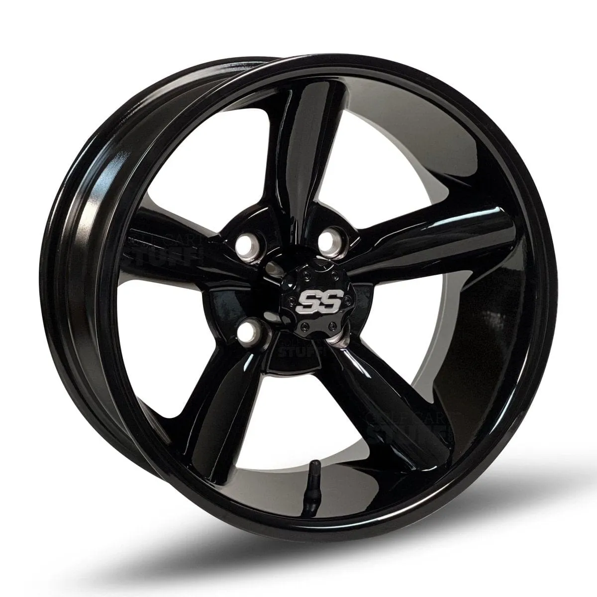 14" Godfather Gloss Black Aluminum Golf Cart Wheels and All Terrain Golf Cart Tires Combo - Set of 4 (Select your tire!)