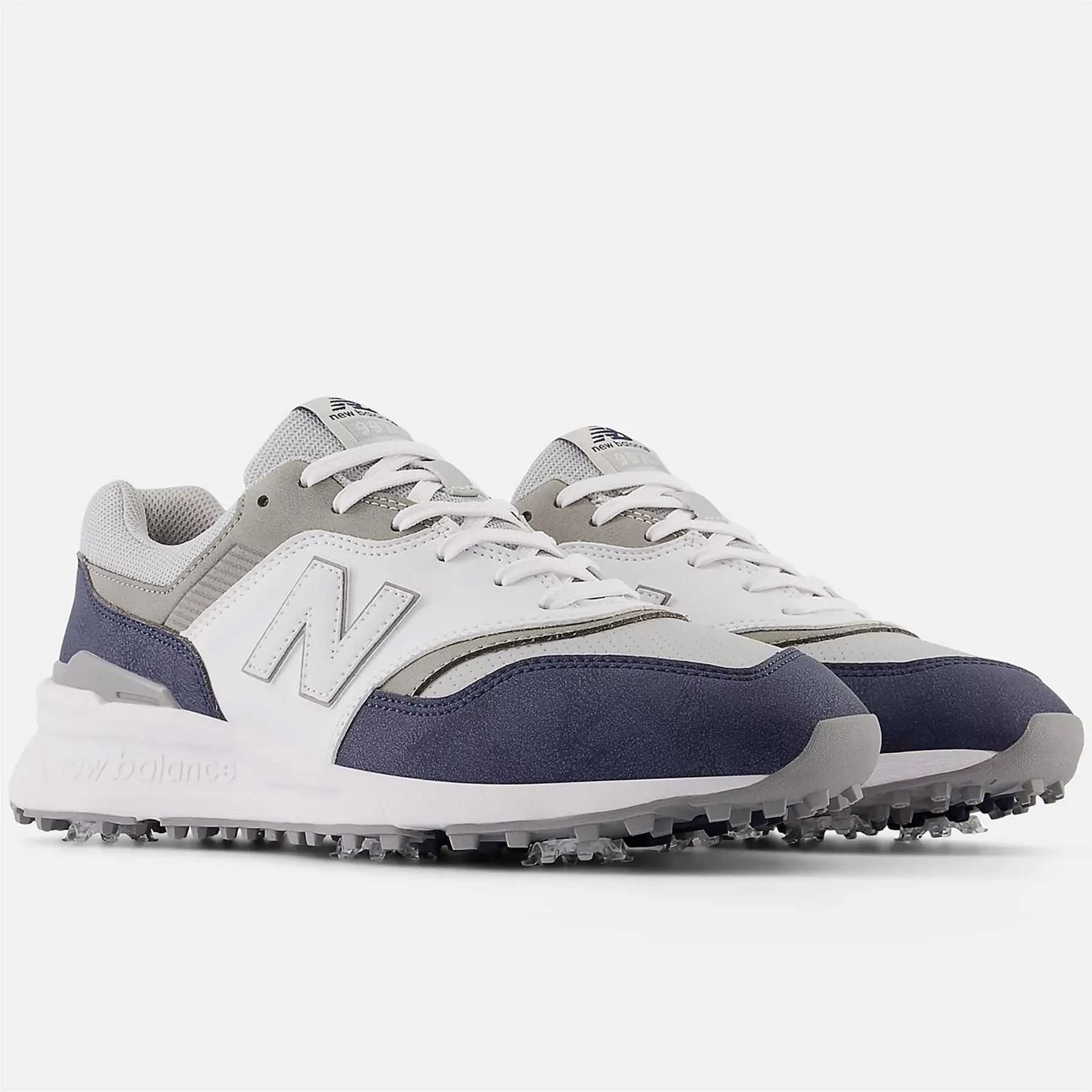 997 Waterproof Spiked Golf Shoes White/Navy - AW24