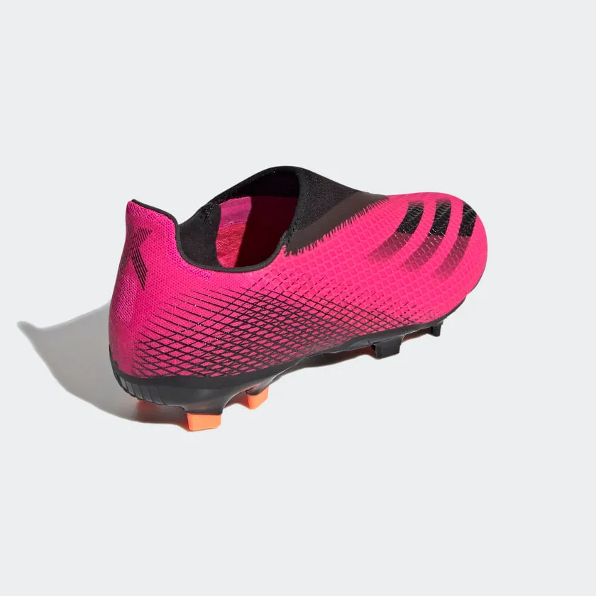 adidas X GHOSTED.3 LACELESS Firm Ground Soccer Cleats | Shock Pink | Kid's Unisex