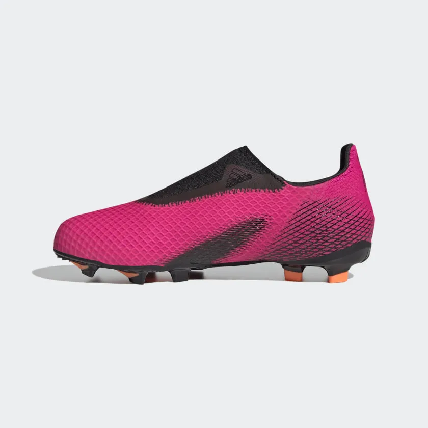 adidas X GHOSTED.3 LACELESS Firm Ground Soccer Cleats | Shock Pink | Kid's Unisex