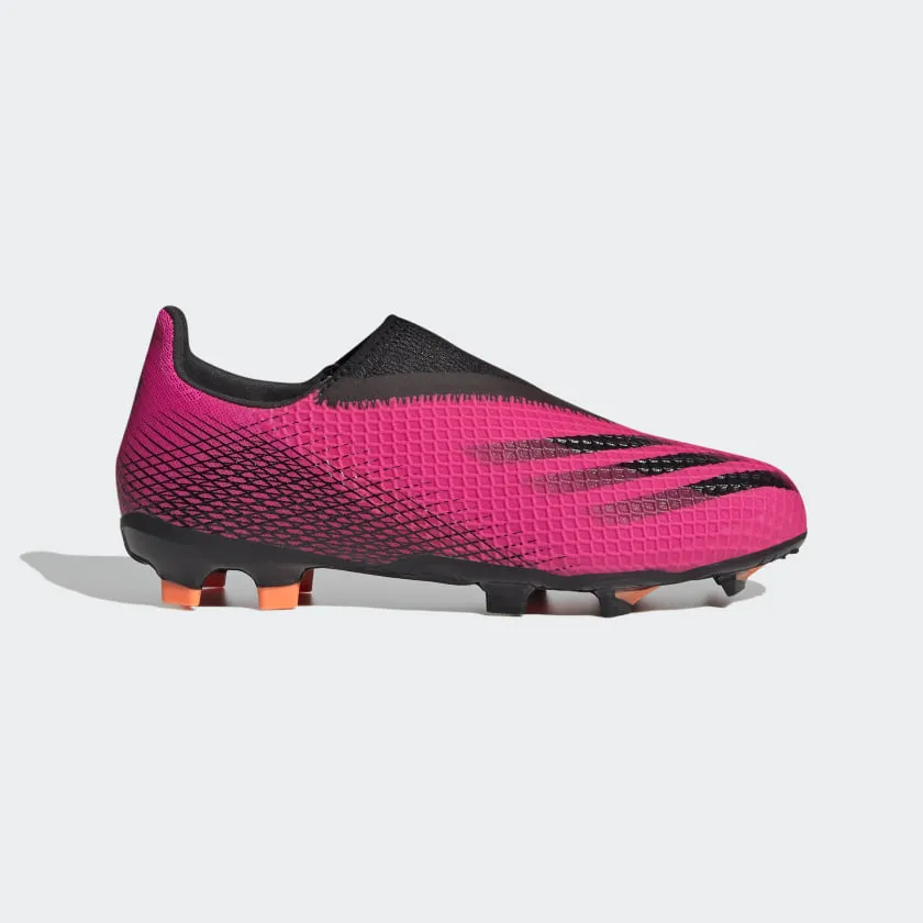 adidas X GHOSTED.3 LACELESS Firm Ground Soccer Cleats | Shock Pink | Kid's Unisex