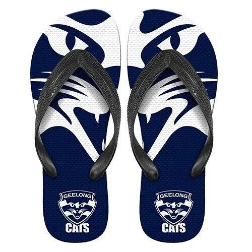 AFL Supporter Thongs - Geelong Cats - Mens Size - Flip Flops - Shoe