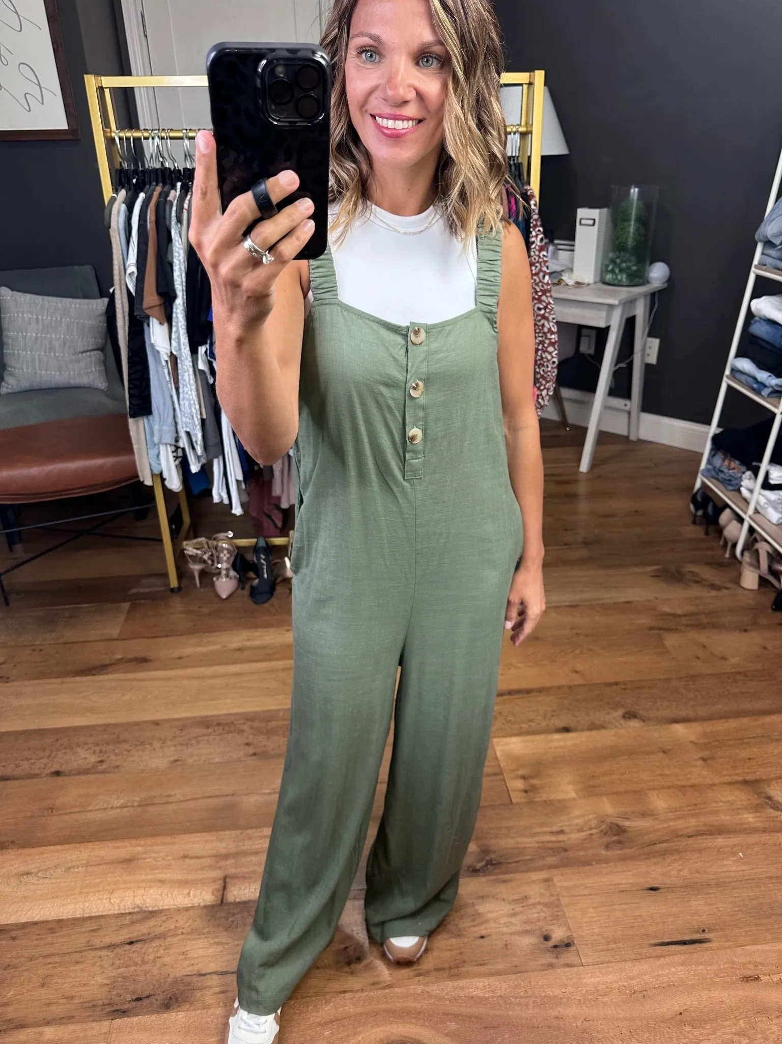 Always Listening Wide-Leg Jumpsuit - Olive