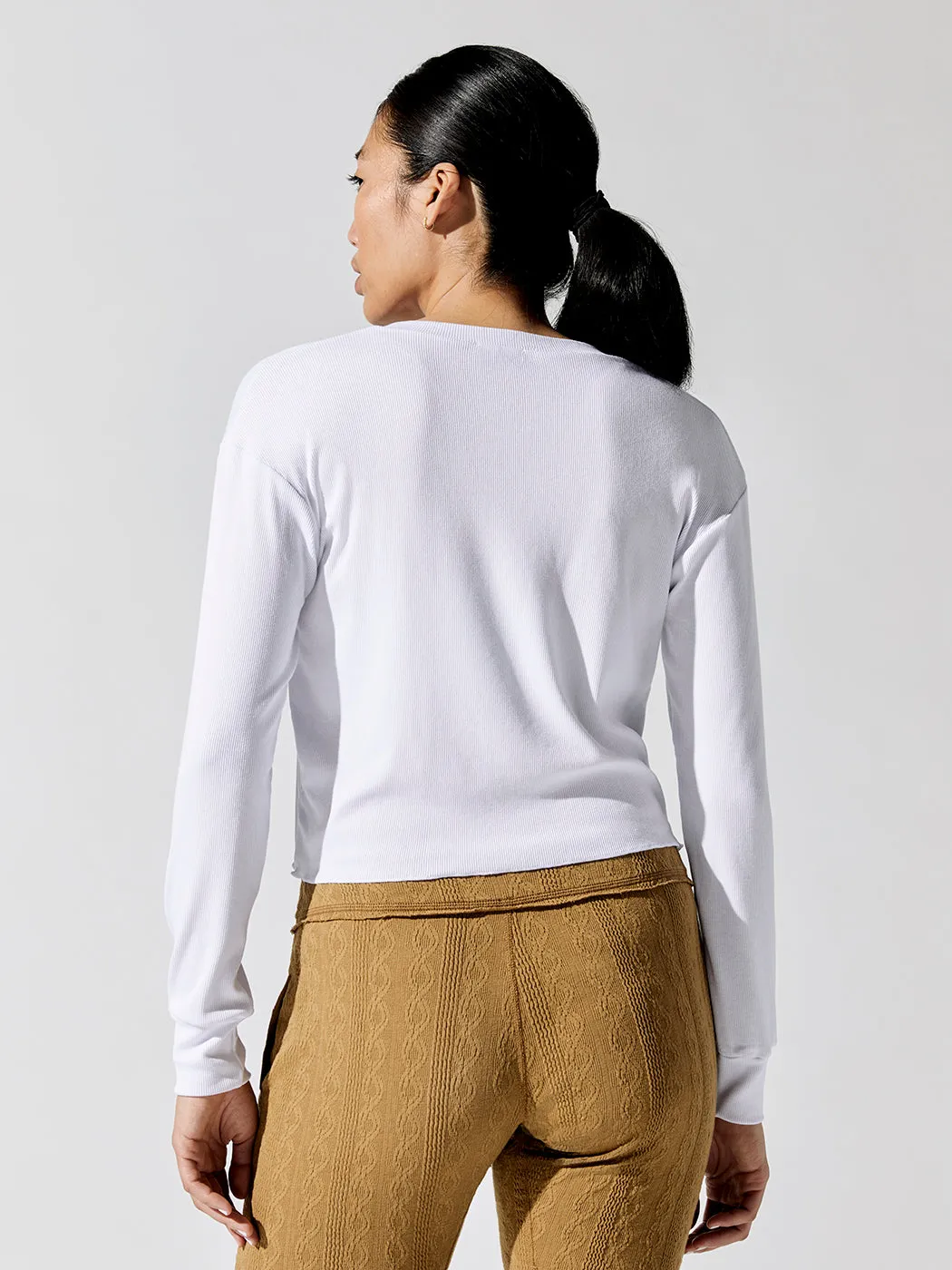 Arlette Notch Long Sleeve - White