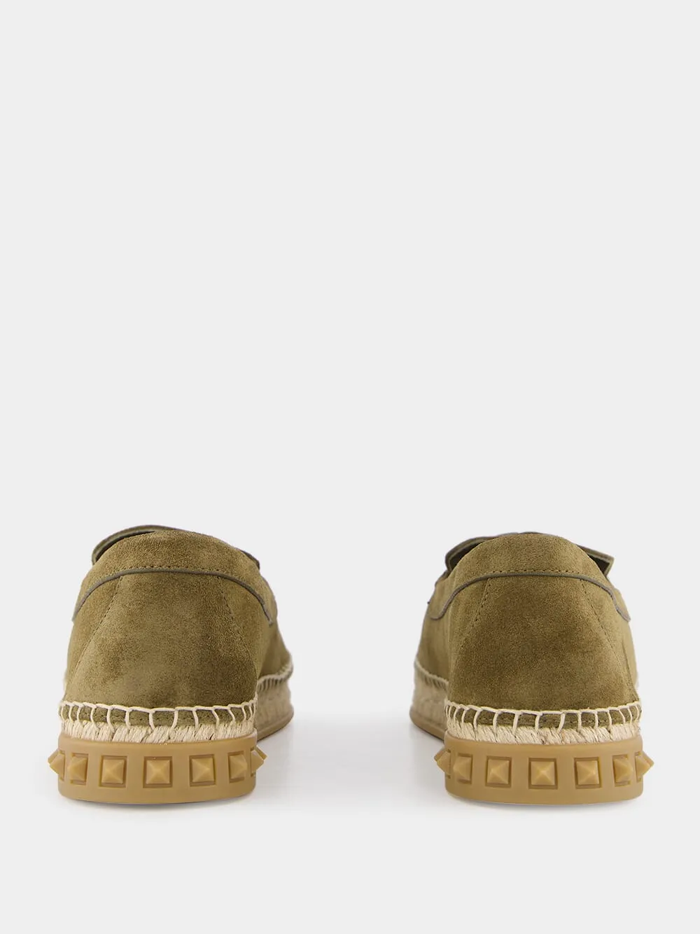 Army Green Split Leather Espadrilles