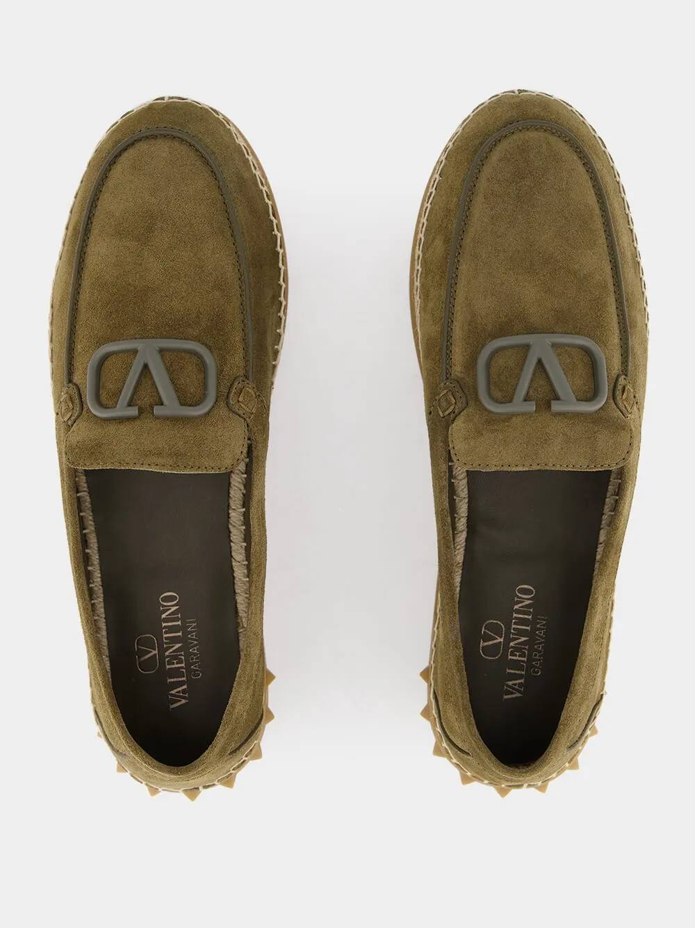 Army Green Split Leather Espadrilles