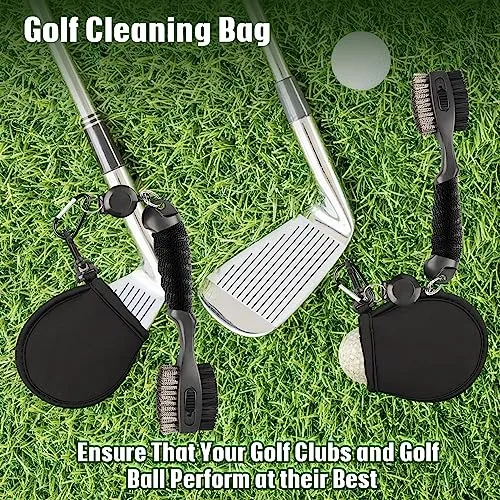 Asyxstar Golf Club Brush and Golf Club Cleaner Oversized Golf Brush Head golf bag accessories and Retractable Spike Golf Accessories for Men with Golf Club Tool and Groove Cleaner Bag