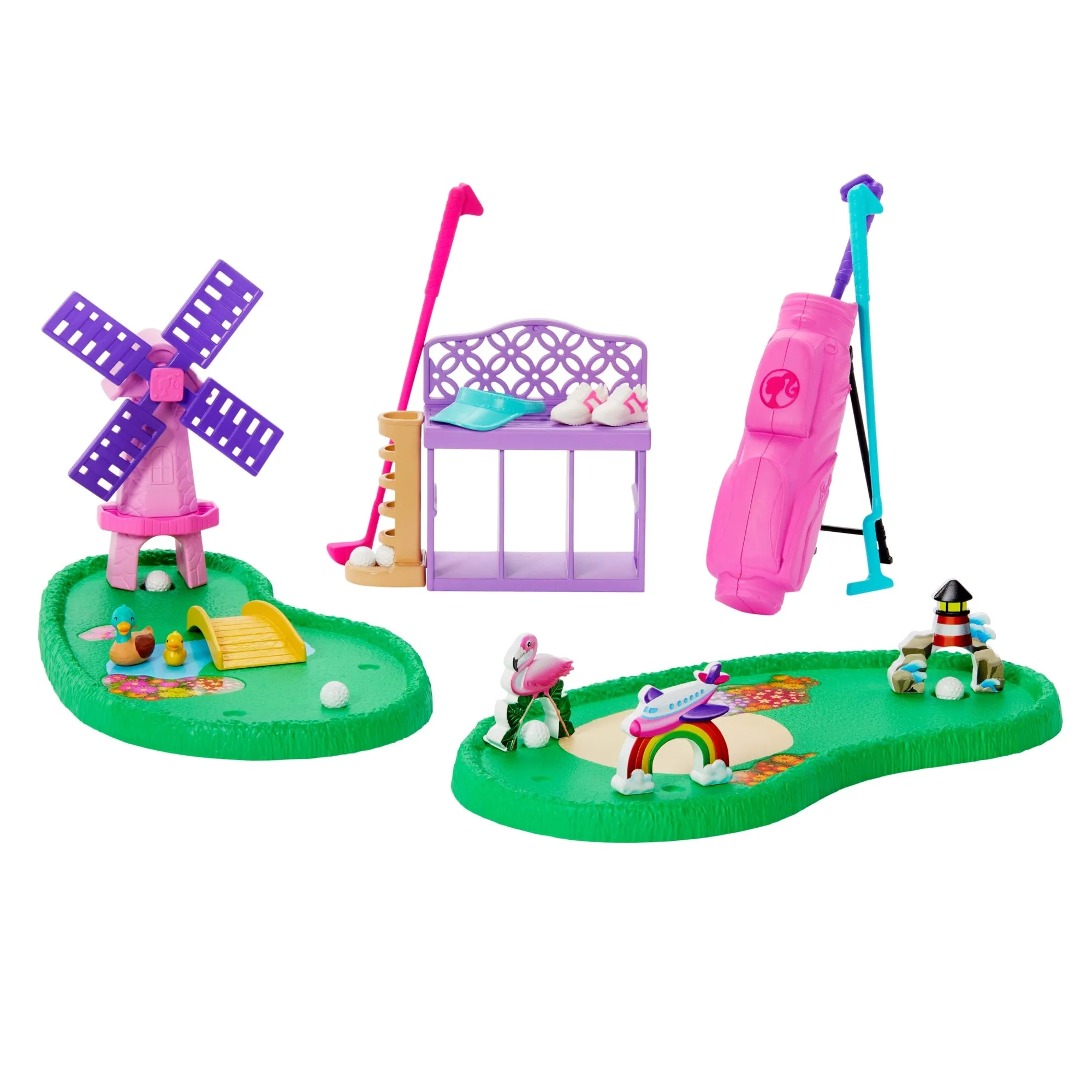 Barbie World Mini Golf Toy Playset With 22 Pieces Including Clubs, Balls, Visor, Shoes, & More