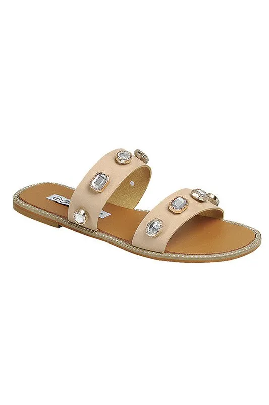 Beige Open Toe Casual Slide Sandals