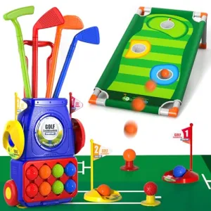 Bennol Toddler Golf Set Toys for Kids, Upgraded Kids Golf Cart Toys Sets with 4 Golf Sticks, 8 Balls and 1 Mat, Indoor & Outdoor Golf Toys for 3 4 5 6 Year Old Boys Girls Toddlers