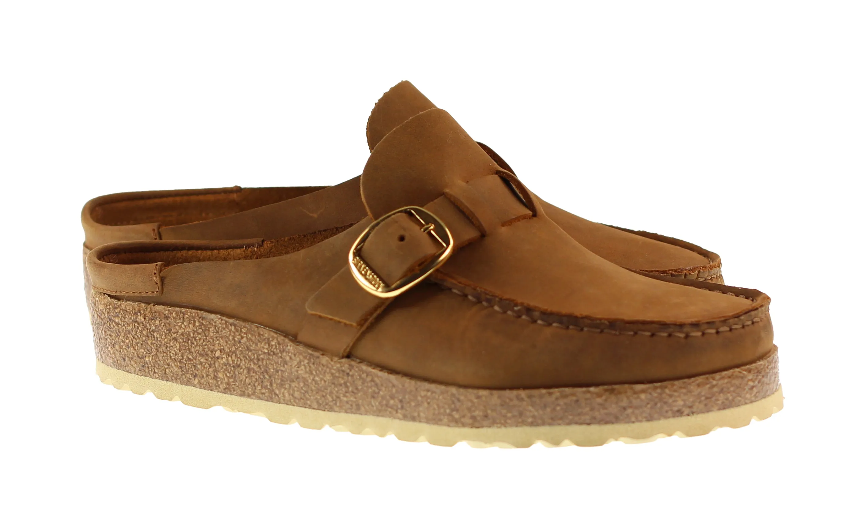 Birkenstock Womens Buckley Nubuck Leather Cognac