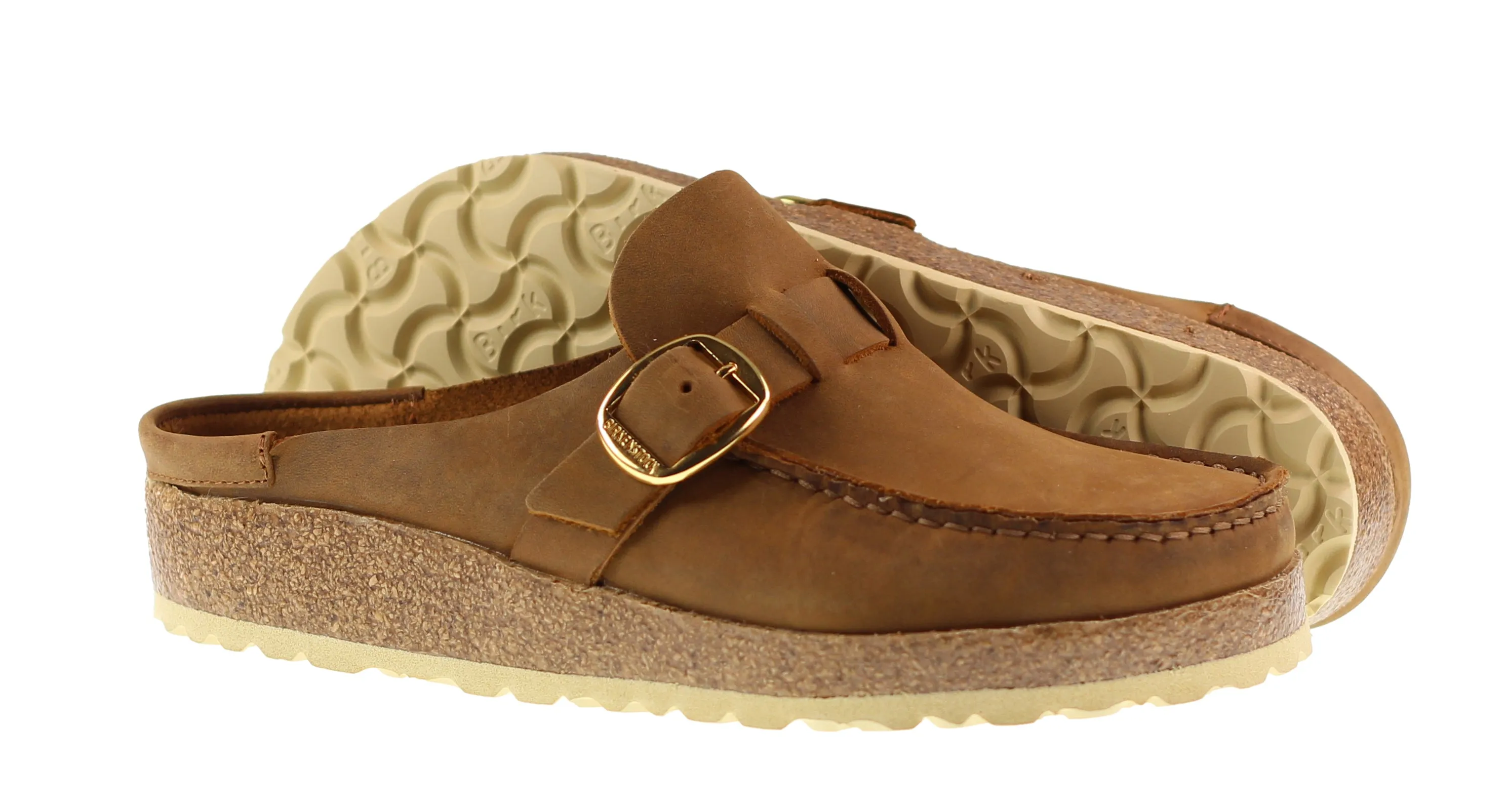 Birkenstock Womens Buckley Nubuck Leather Cognac