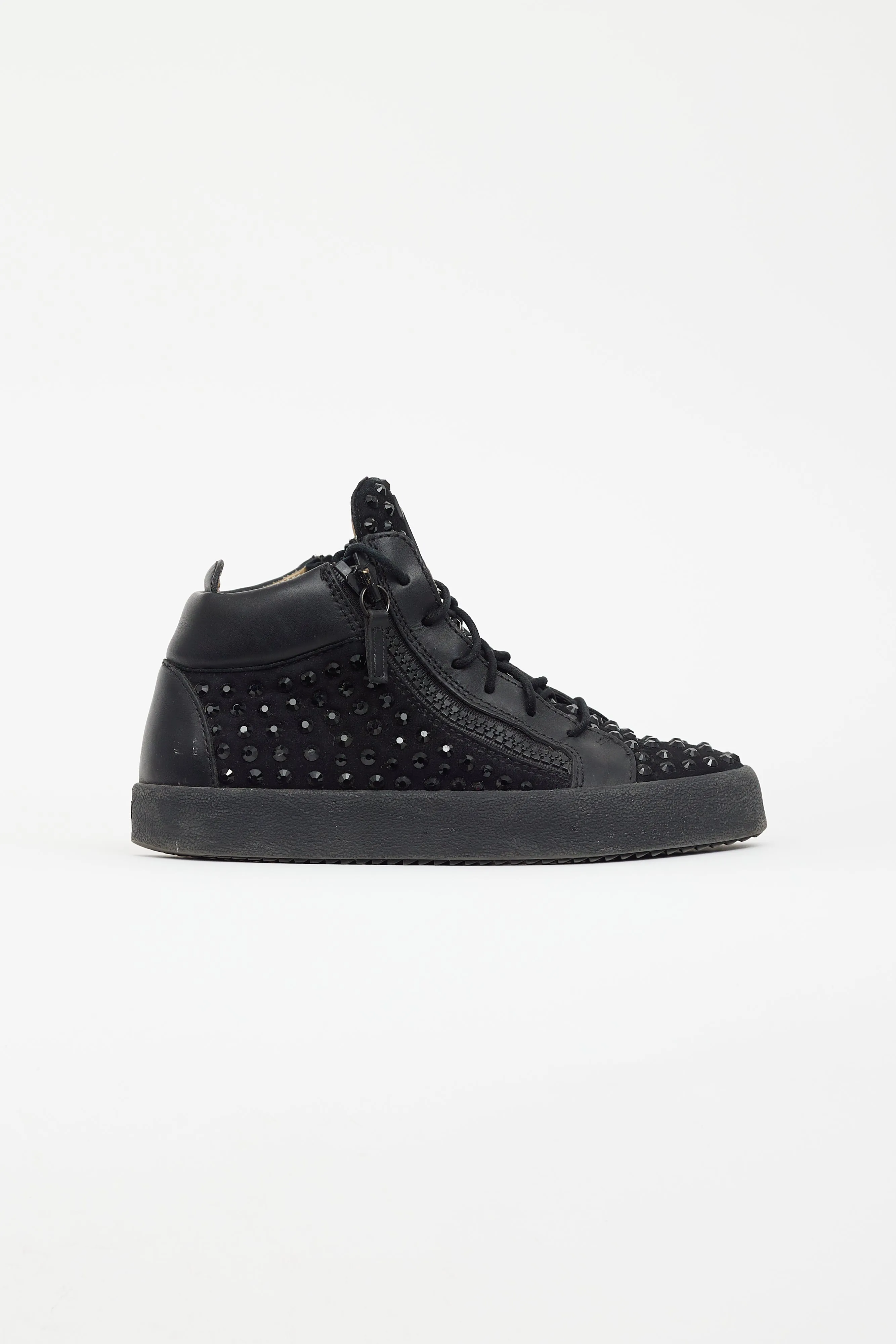 Black Suede Studded High Top Sneaker