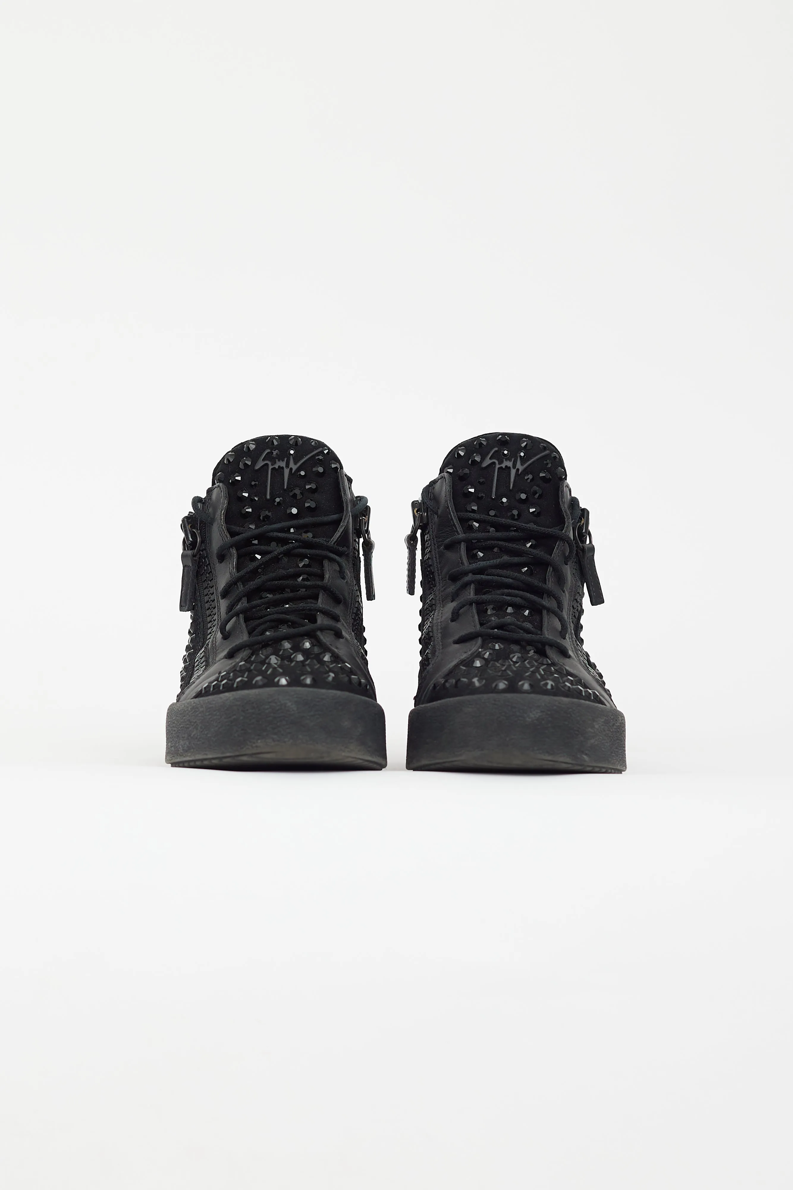 Black Suede Studded High Top Sneaker