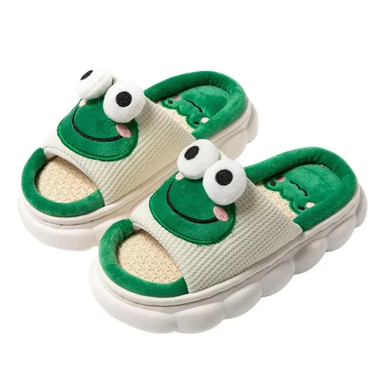 Boys and Girls Linen Thick PVC Thickened Slippers Children's Four Seasons Linen Slippers Children's Four Seasons Linen Home