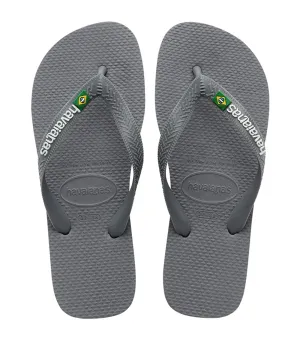 Brazil Logo Flip Flops in Steel Gray/Steel Gray