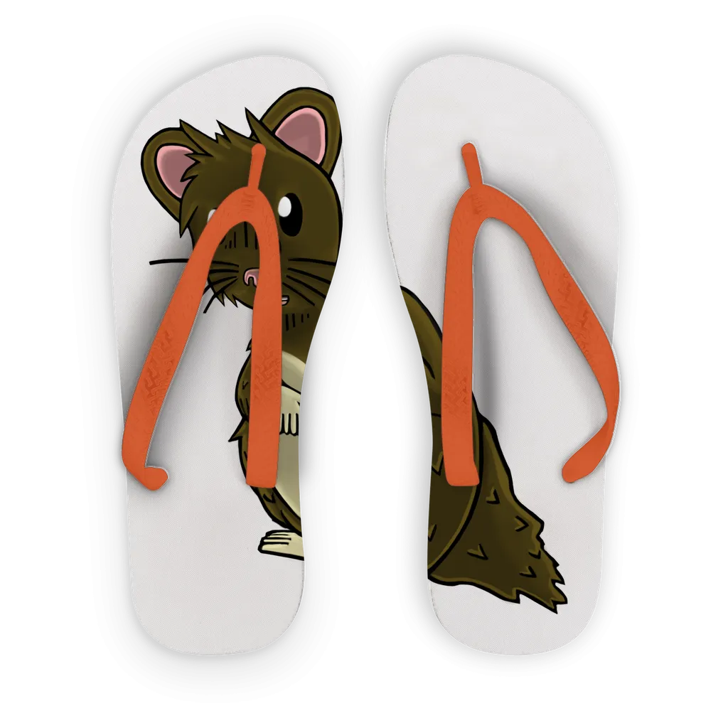 Brown Hamster Adult Flip Flops