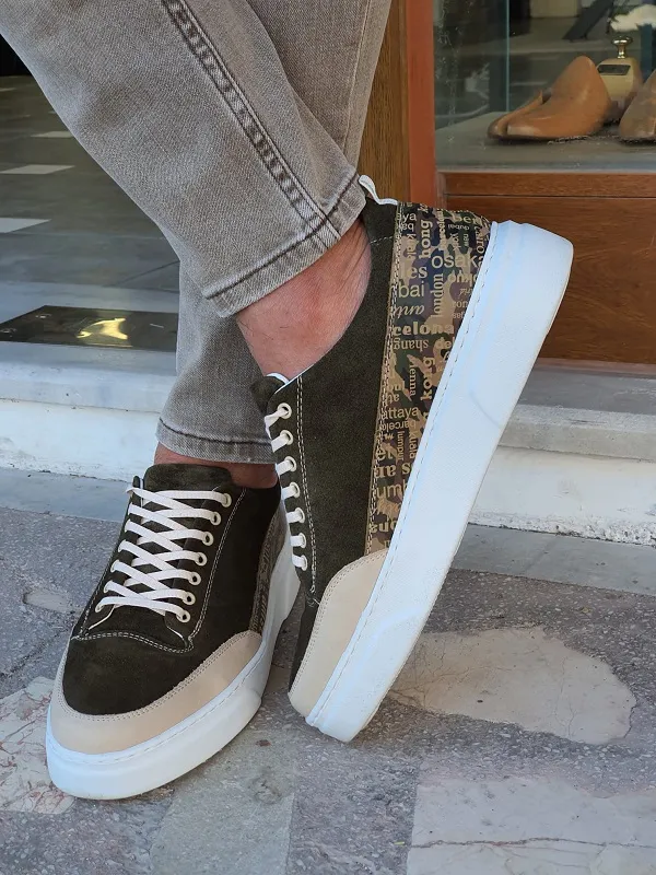 Buy Khaki High-Top Suede Sneakers by GentWith | Worldwide Shipping