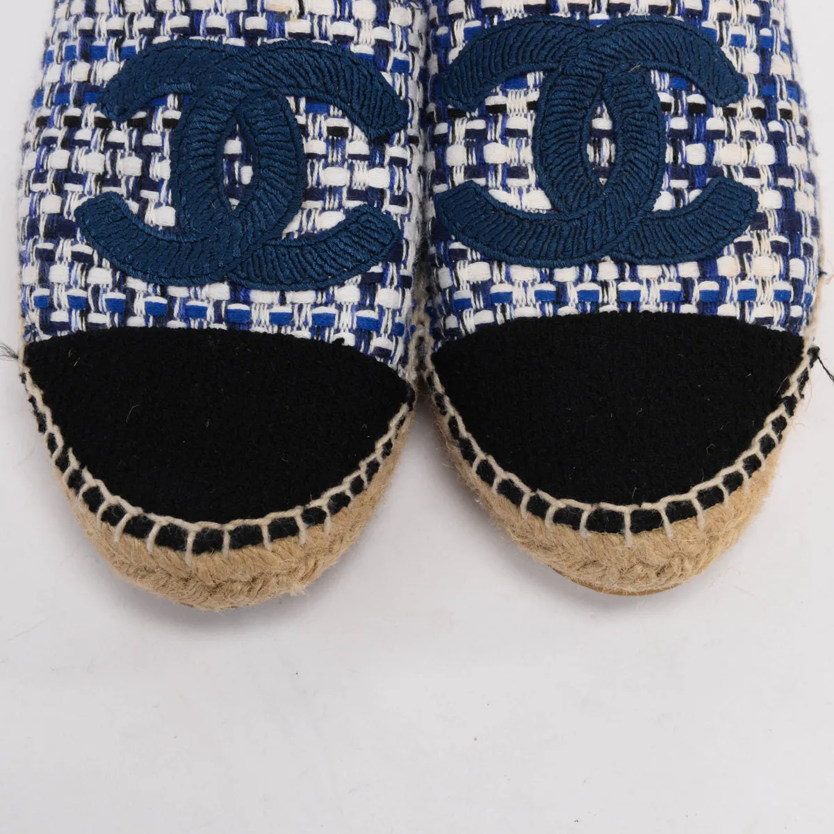 Chanel Blue Tweed CC Espadrilles 39