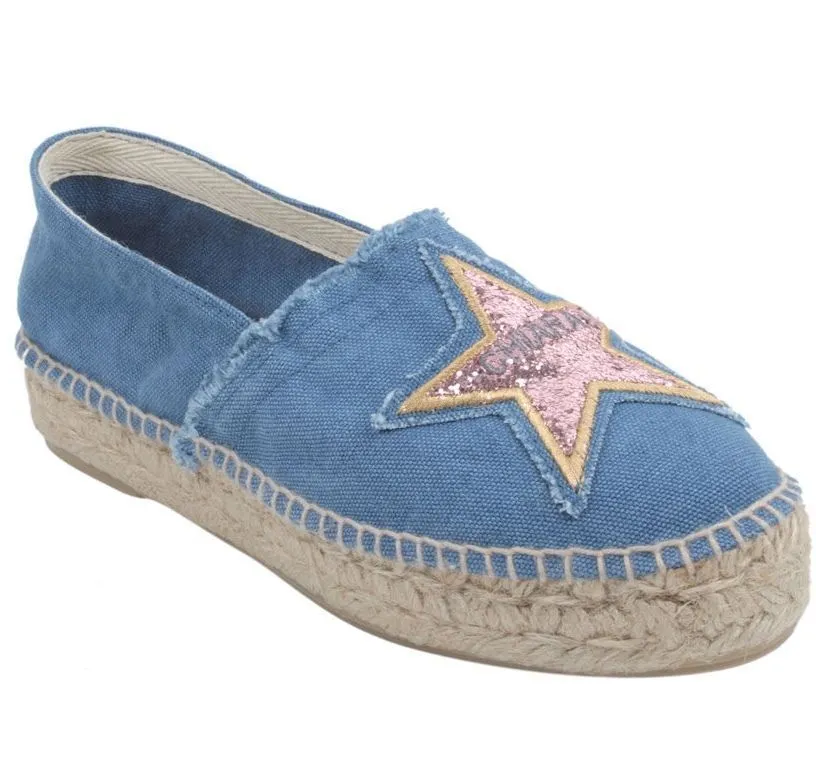 Chiara Ferragni Women's Denim Hollywood Star 'Joanne' Espadrilles Slippers