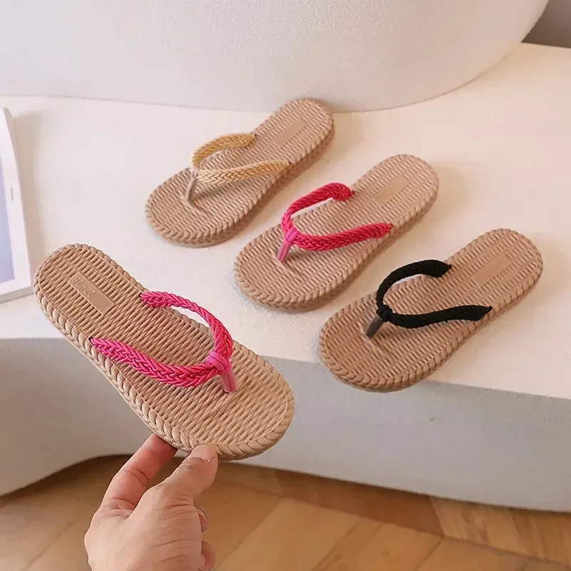 Children Girls Slippers 2024 Summer New Fashion Comfortable Soft Sole Holiday Style Flip Flop Non-slip Versatile Beach Shoes