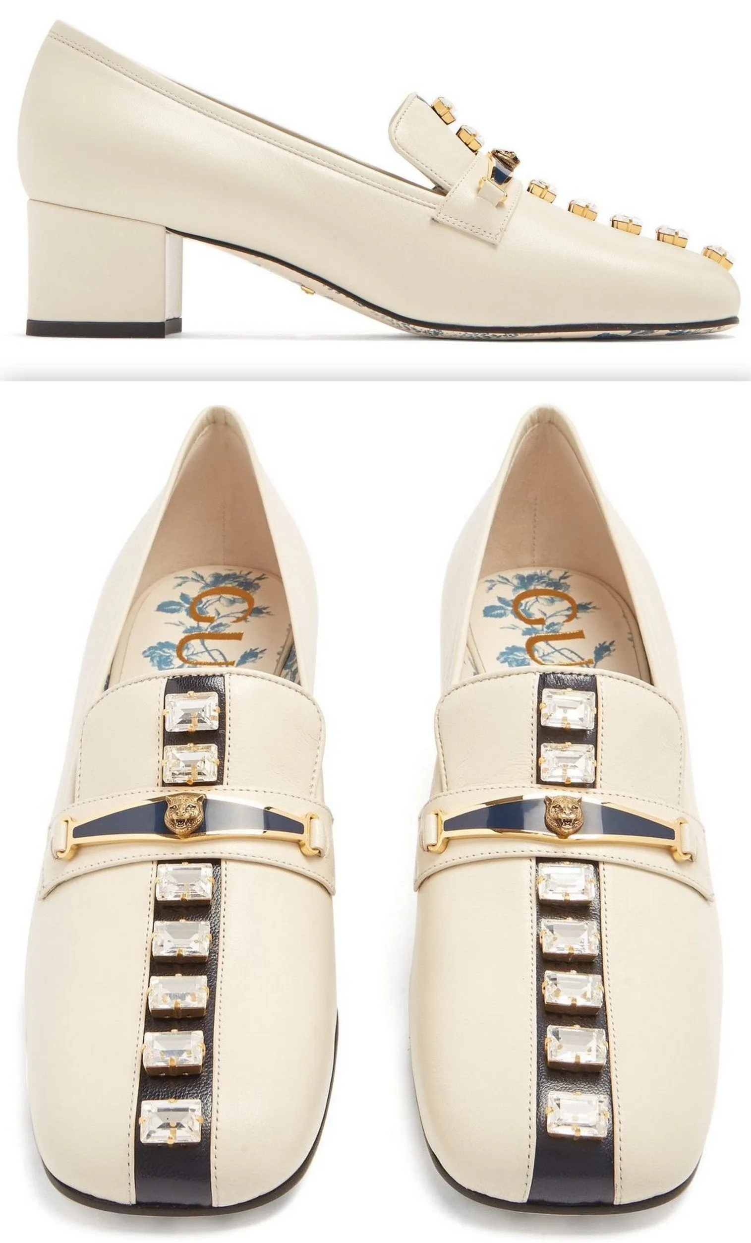 Crystal-Embellished Leather Loafers