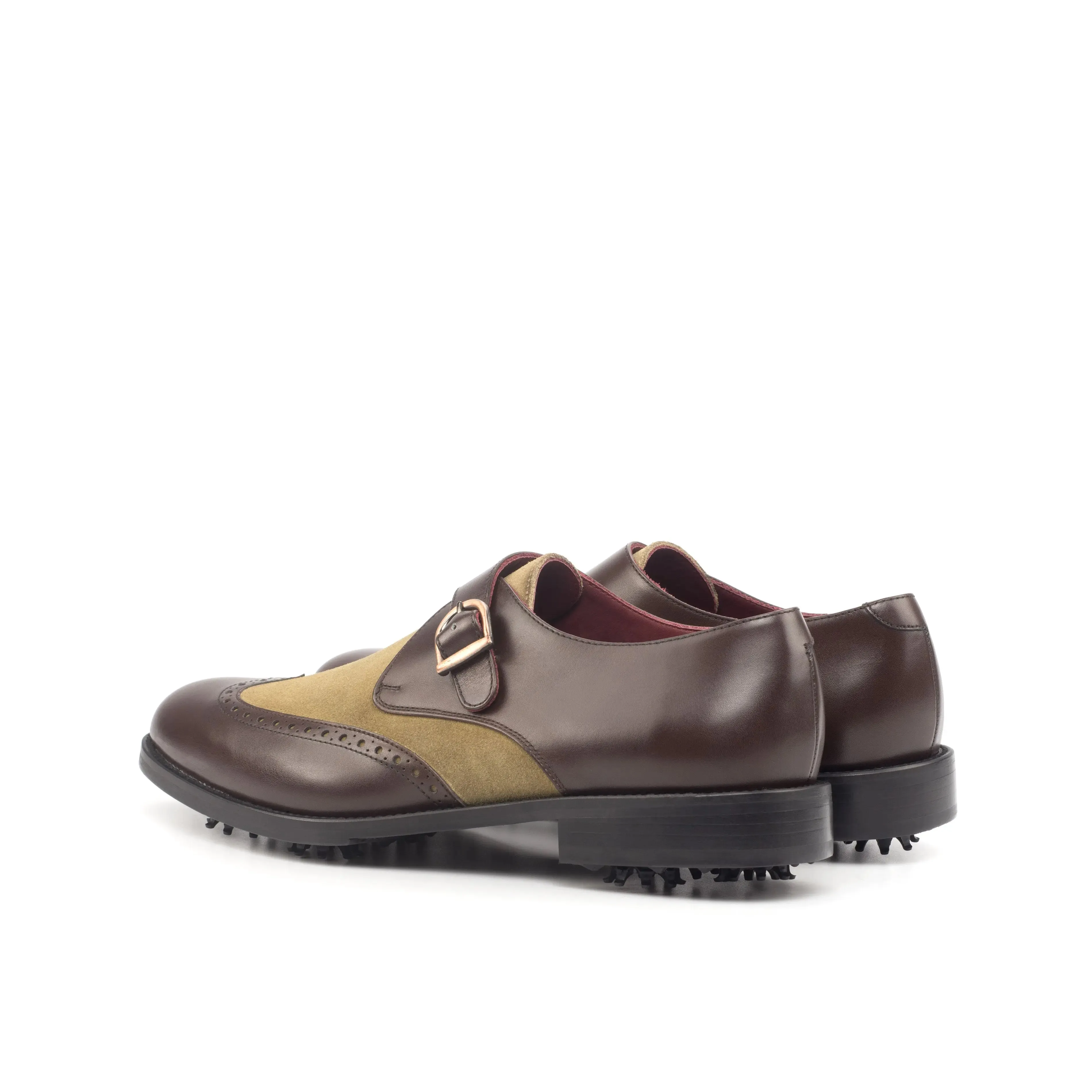 DapperFam Brenno Golf in Dark Brown / Camel Men's Italian Leather & Lux Suede Single Monk