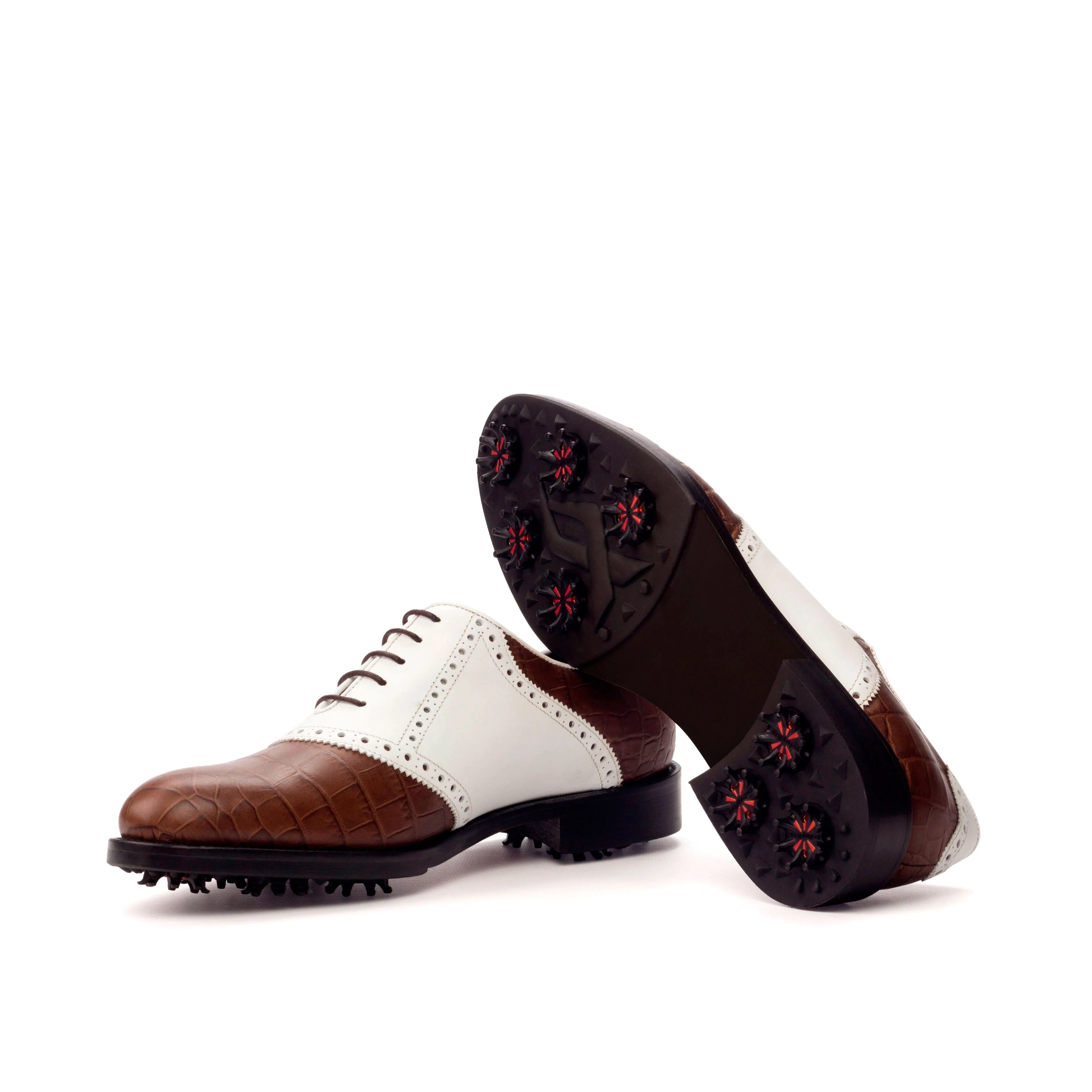 DapperFam Fabrizio Golf in Dark Brown / White Men's Italian Leather Saddle