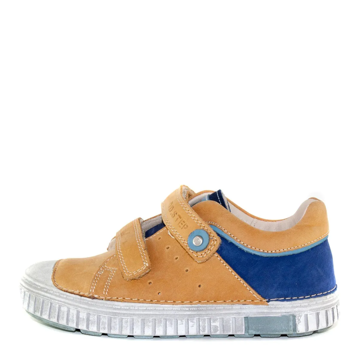 D.D. Step Big Kid Boy Shoes Sandy Brown With Blue Heel - Supportive Leather From Europe Kids Orthopedic