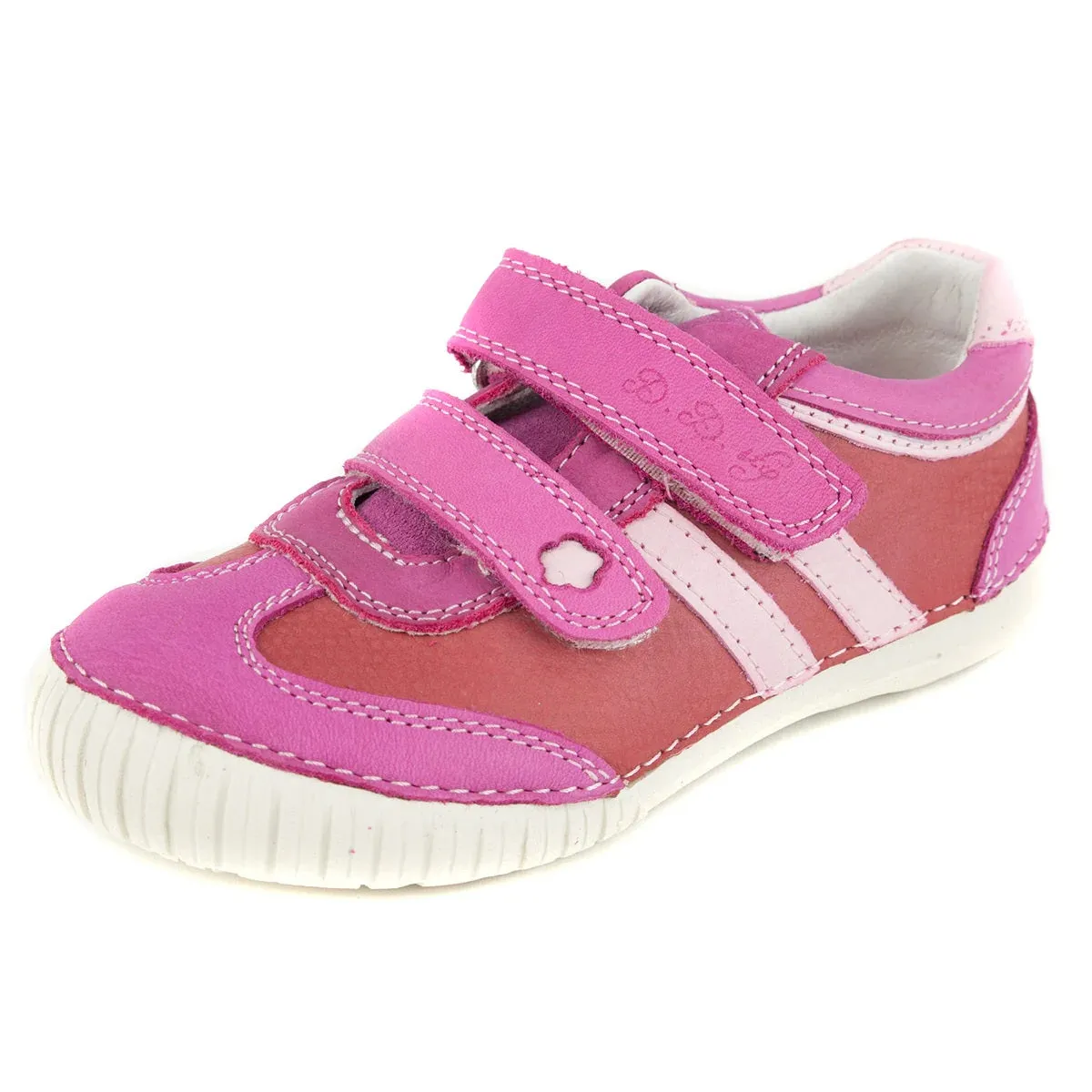 D.D. Step Little Kid Girl Double Strap Shoes Dark Pink - Supportive Leather From Europe Kids Orthopedic