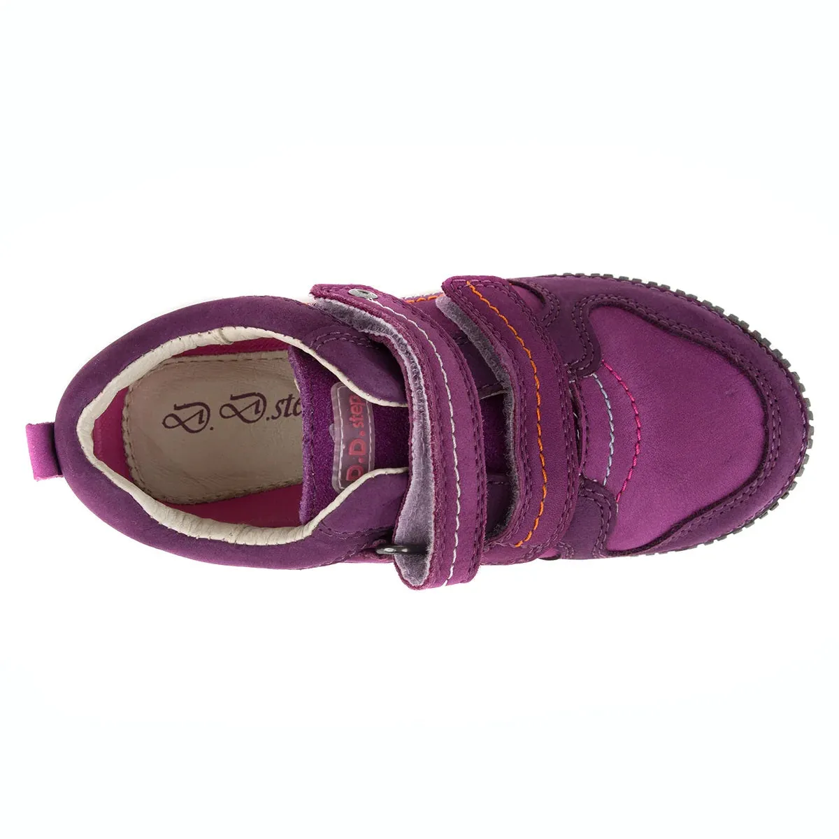 D.D. Step Little/Big Kid Girl Double Strap Shoes Purple - Supportive Leather From Europe Kids Orthopedic