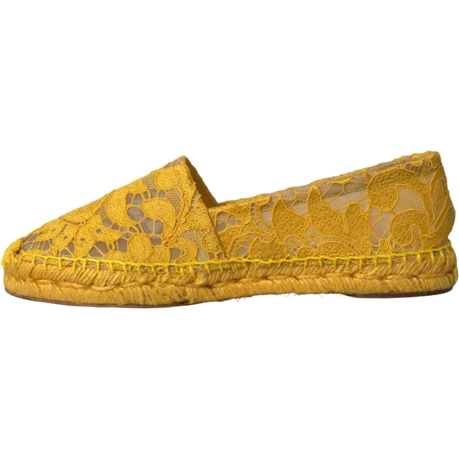 Dolce & Gabbana Yellow Taormina Lace Espadrille Loafers Flats Shoes