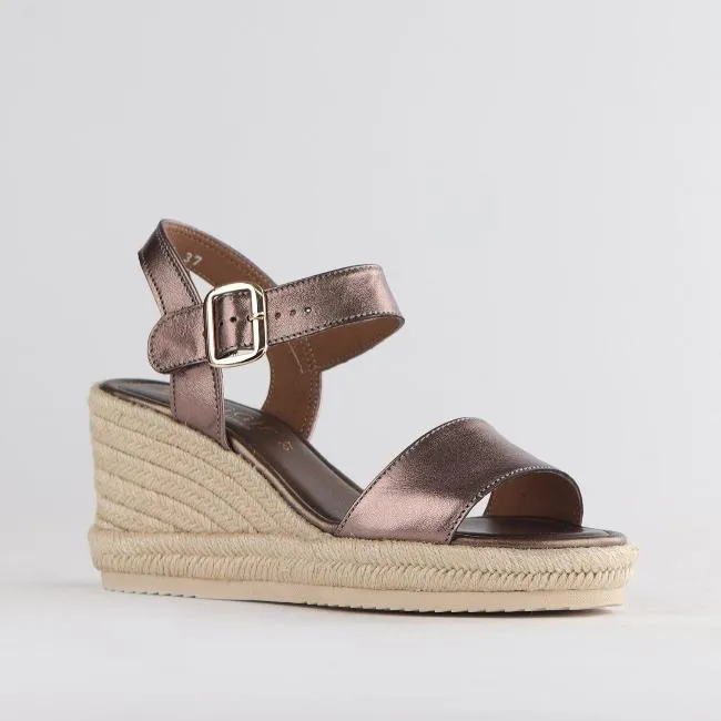 Espadrille Wedge Sandal in Lead Metallic - 12683