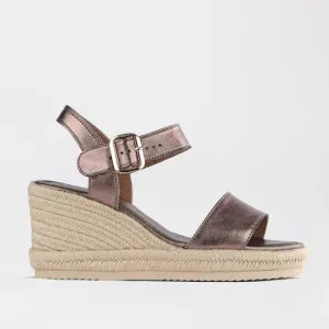 Espadrille Wedge Sandal in Lead Metallic - 12683