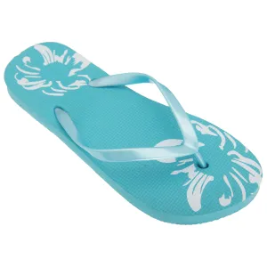 FLOSO Womens/Ladies Hawaiian Flower Design Toe Post Flip Flops