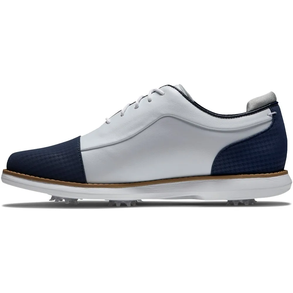 FootJoy Ladies Traditions Spiked Shoes - White/Navy