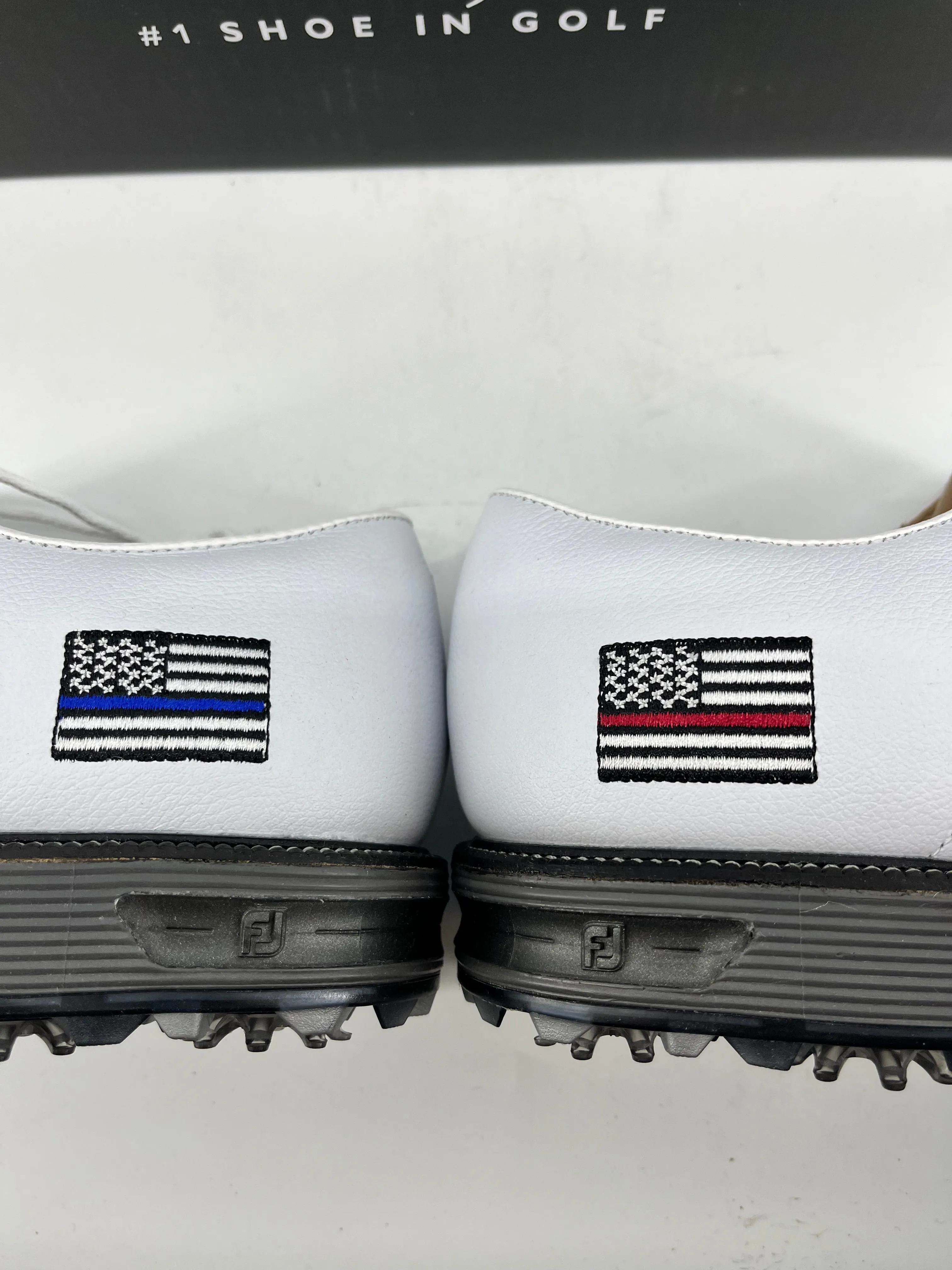 Footjoy Myjoys Premiere Series Packard Golf Shoes White USA FF Police 11 N