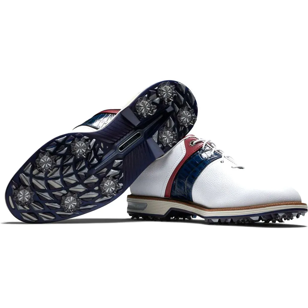 FootJoy Premiere Series Packard Spiked Waterproof Shoes - White/Navy/Red