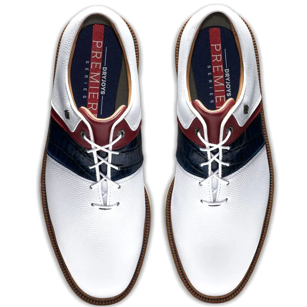 FootJoy Premiere Series Packard Spiked Waterproof Shoes - White/Navy/Red