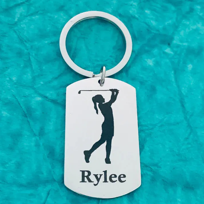 Girls Personalized Golf Keychain