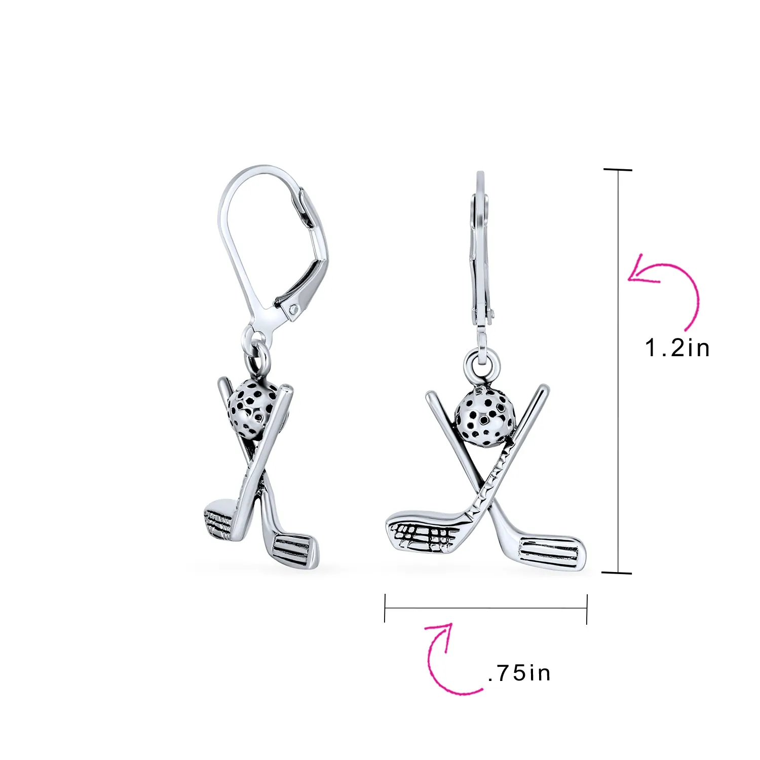 Golf Clubs Dangle Gemstone Earrings Sterling Silver for Female Golfers Gifts