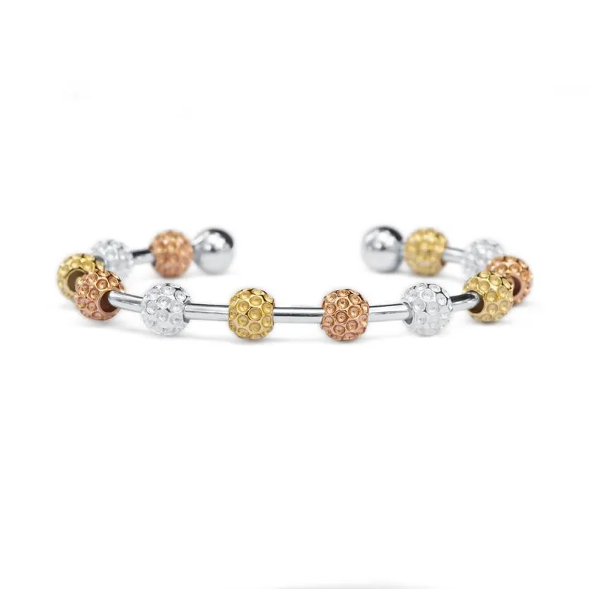 Golf Goddess Gift Set - Tricolor Golf Ball Bead Stroke Counter Bracelet and Silver Golf Ball Earrings