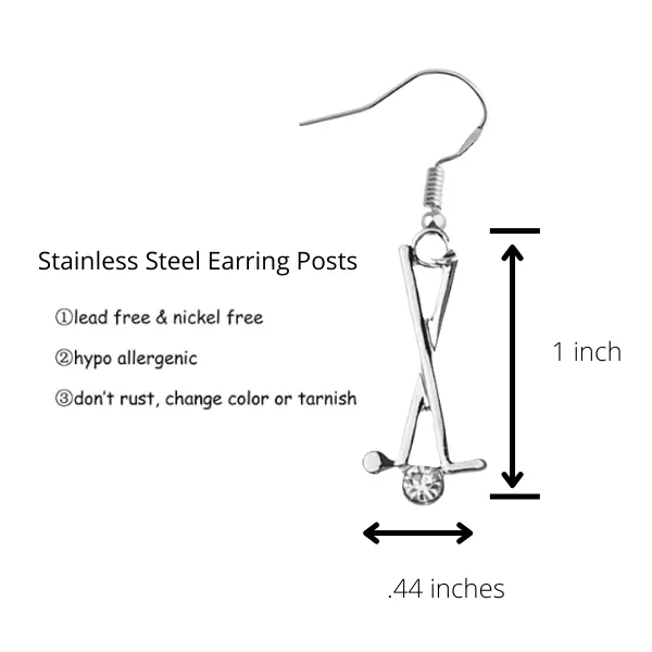 Golf Rhinestone Charm Earrings