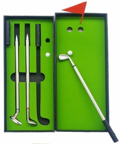 Golf Themed Pen Set - 3 Stylish Golf Ball Pens with Display Box