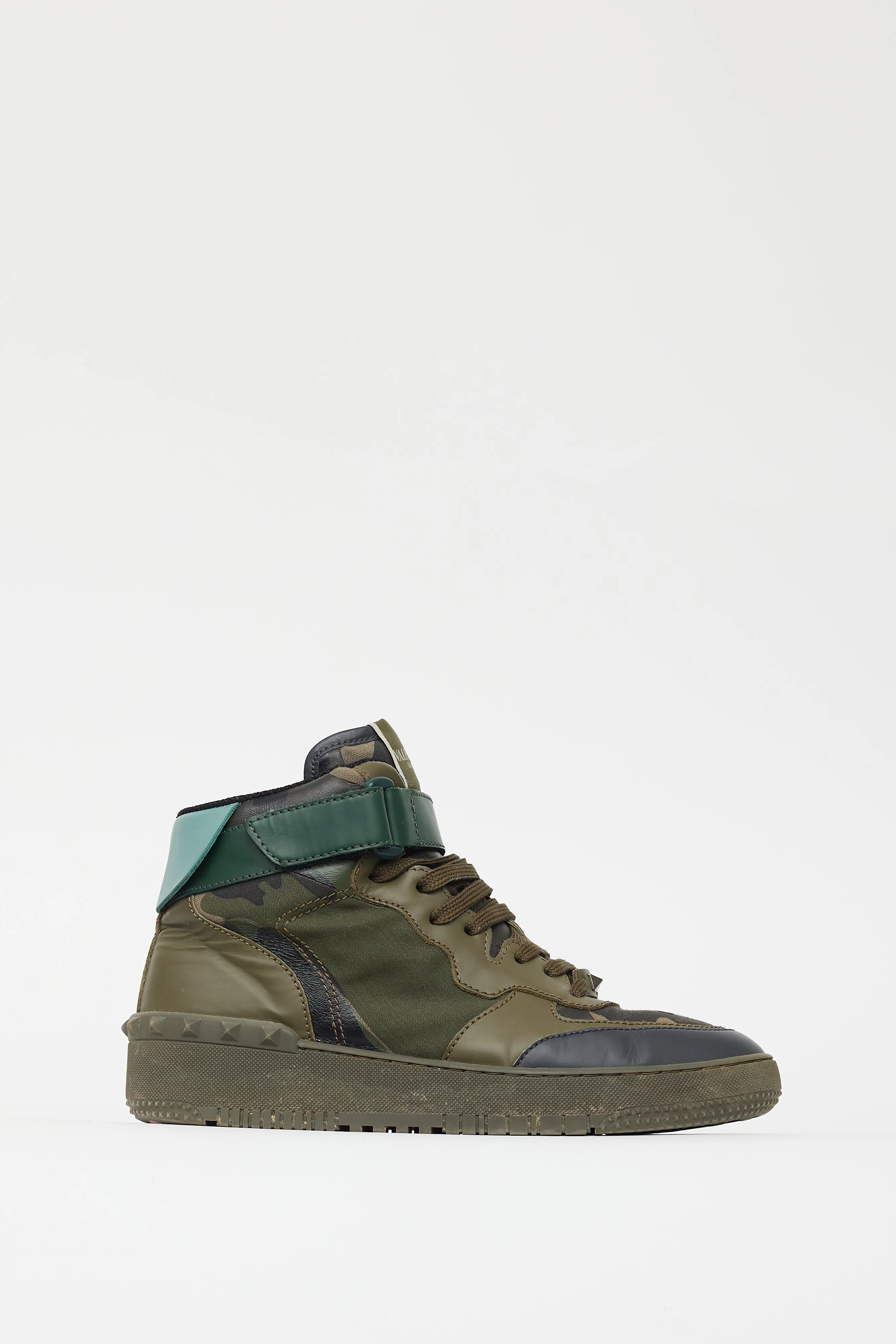 Green Leather Camo High Top Sneaker