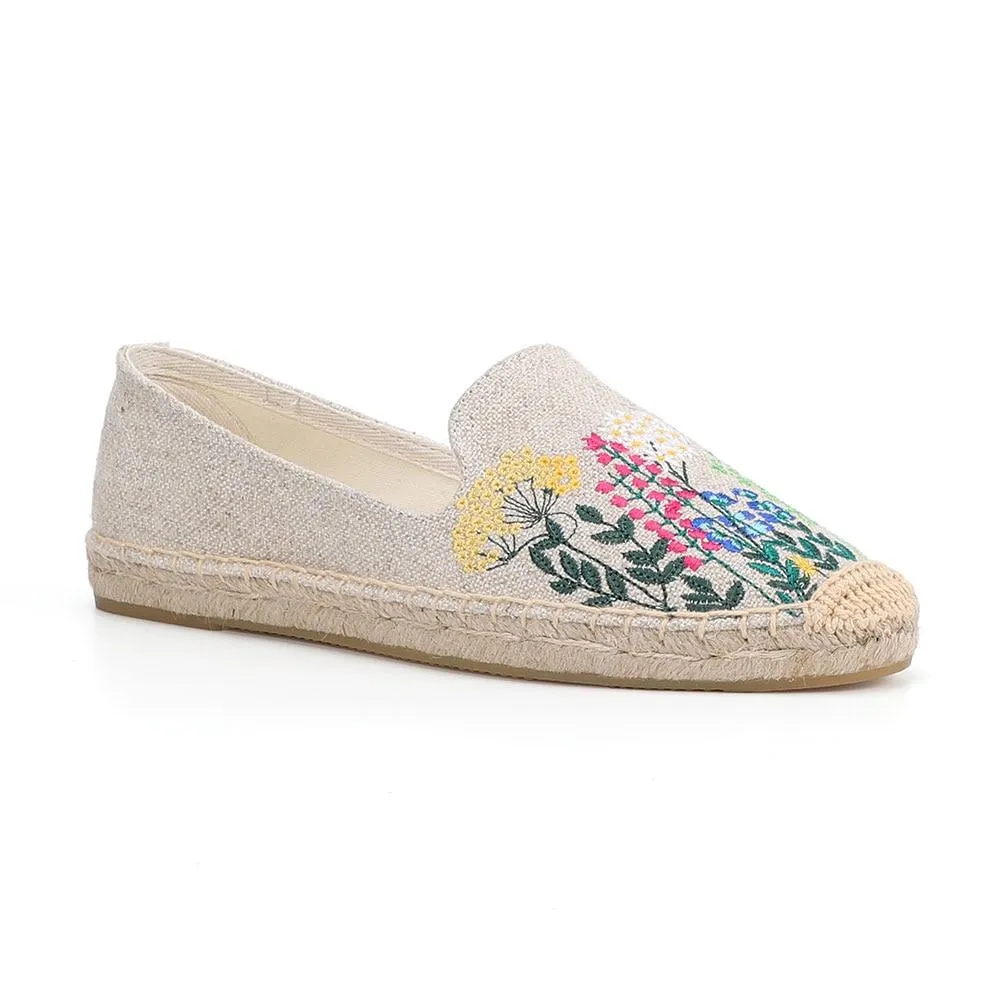 Handmade Embroidery Slip-On Espadrilles Flat Shoes