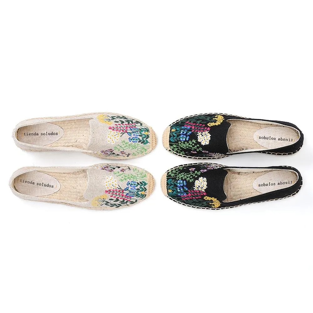 Handmade Embroidery Slip-On Espadrilles Flat Shoes