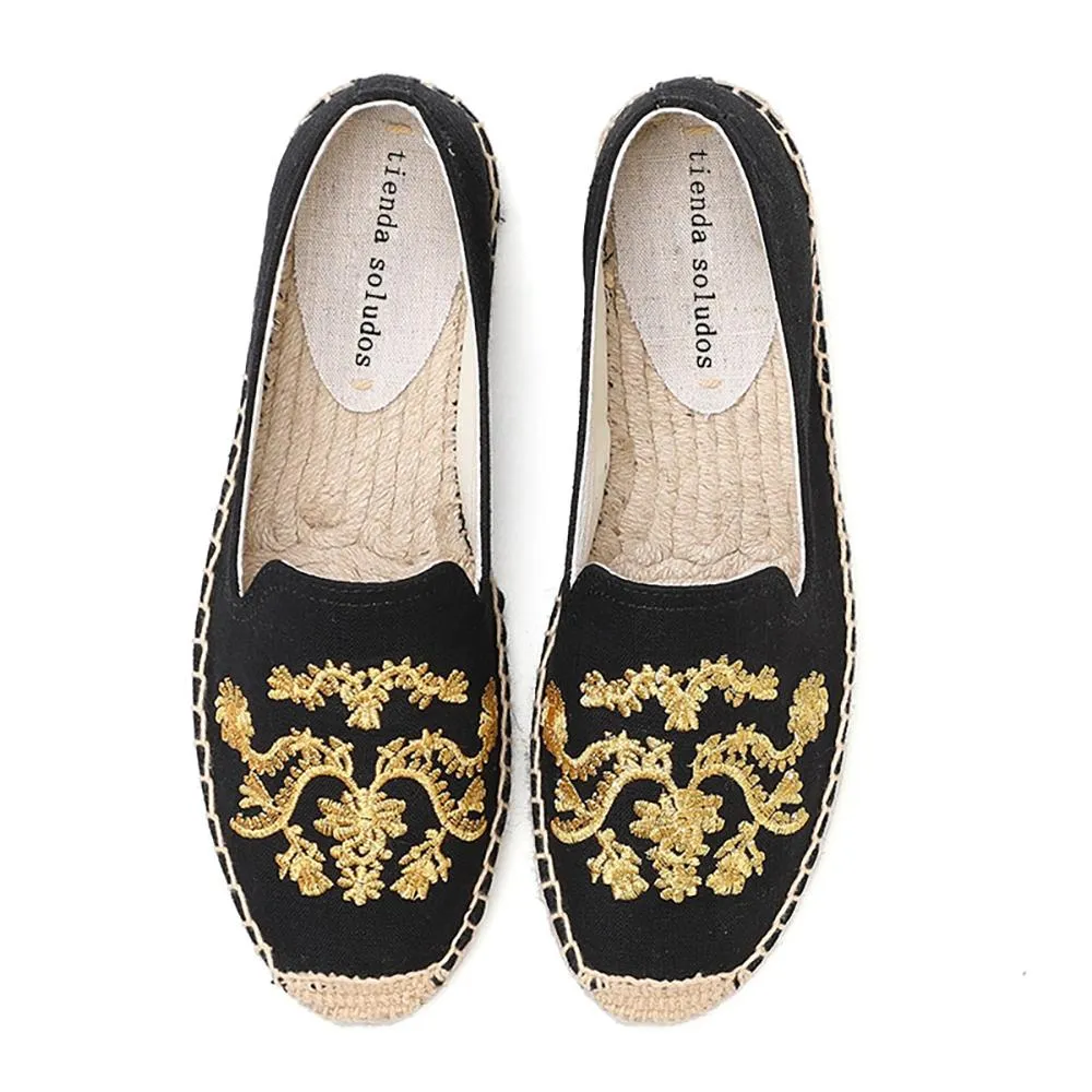 Handmade Embroidery Slip-On Espadrilles Flat Shoes