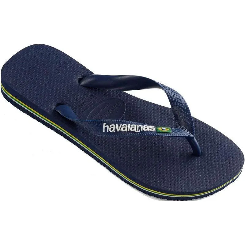 Havaianas Men's Brasil Logo Flip Flops - Navy